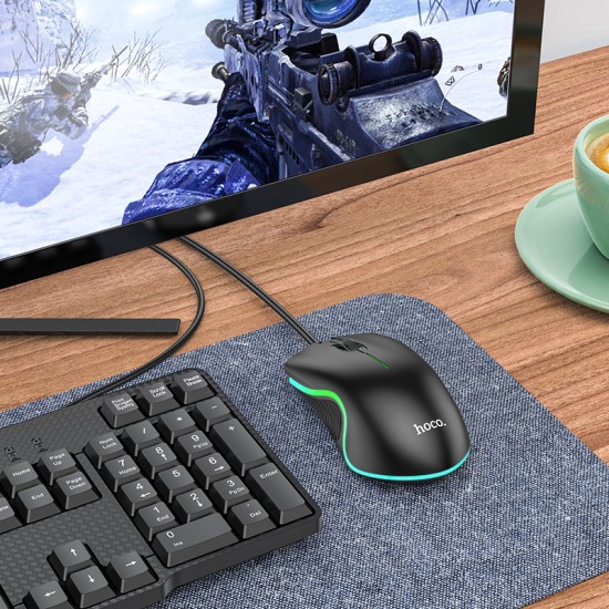 ‏ماوس ألعاب سلكي مضيء GM19 إنجوي