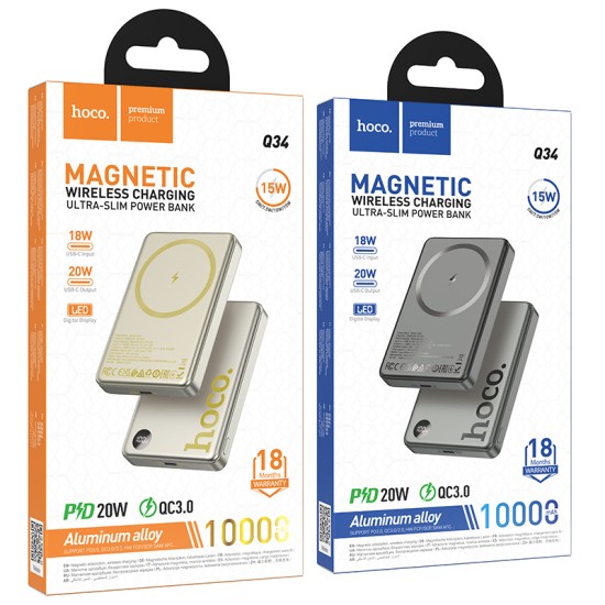 باور بانك Q34 كليفر شحن سريع مغناطيسي PD20W مع شاشة رقمية (10000 مللي أمبير)