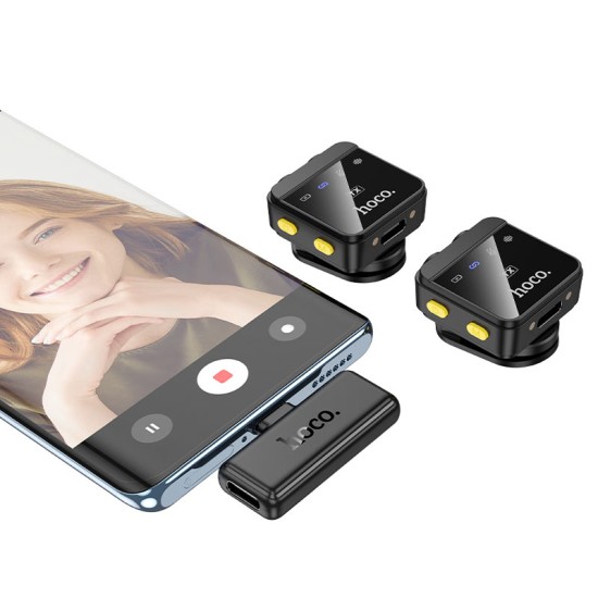 ميكروفون لافاليير لاسلكي رقمي مزدوج المايكروفون (iP/Type-C) L17