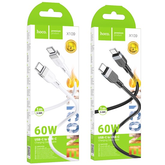 كابل شحن وبيانات X109 إنرجي سيليكون 60 واط C to C (طول 1 متر)