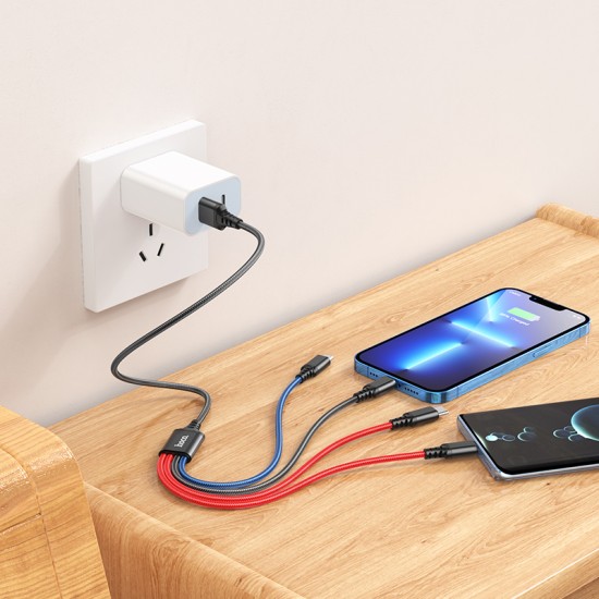 كابل شحن فائق 4 في 1 X76 (Type-C + Type-C + iP + مايكرو)